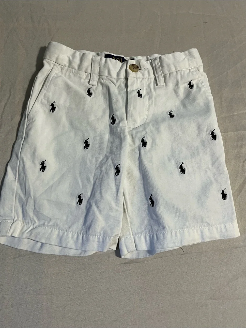 Ralph Lauren White Shorts with Navy Logo Tag Boys Size 4T
